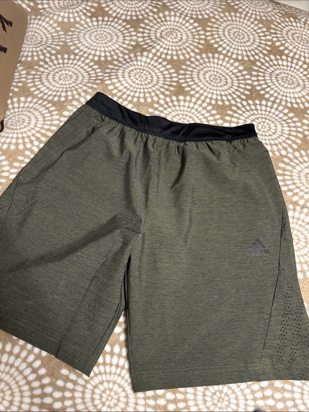 adidas Men’s Olive Athletic Shorts with Black Waistband